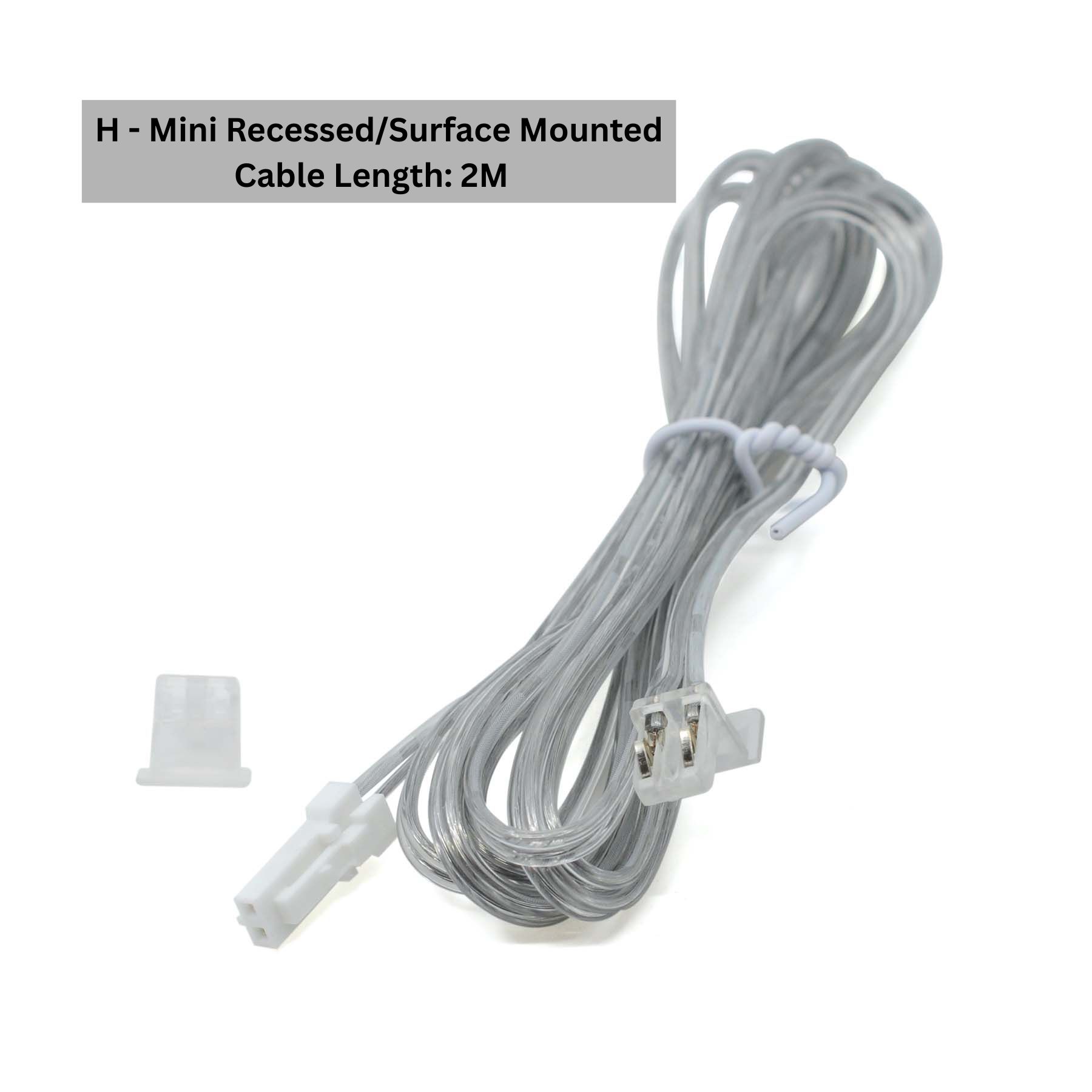 G.W.S. LED H - Mini Recessed/Surface Mounted Plug Set For LED Aluminium Profile Light 2M