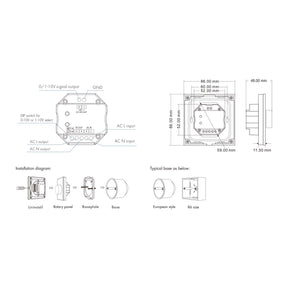 G.W.S. LED LED 1-10V Dimmer Switch Wall Rotary Panel 2.4GHz RF AC100-240V T18-2