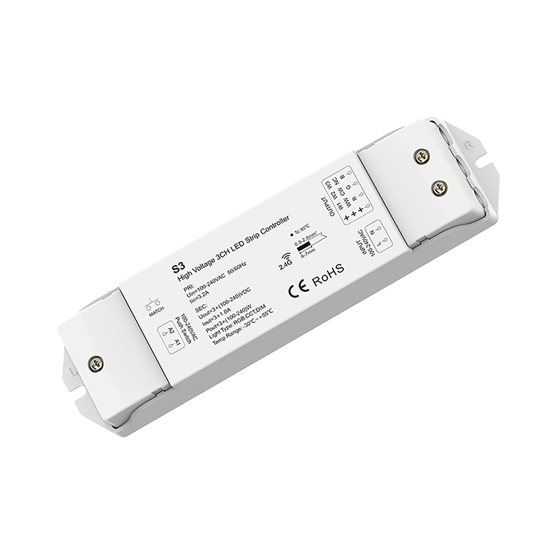 G.W.S. LED LED 100-240V AC RGB/RGBW Controller S3 + 8 Zone Remote Control RS8