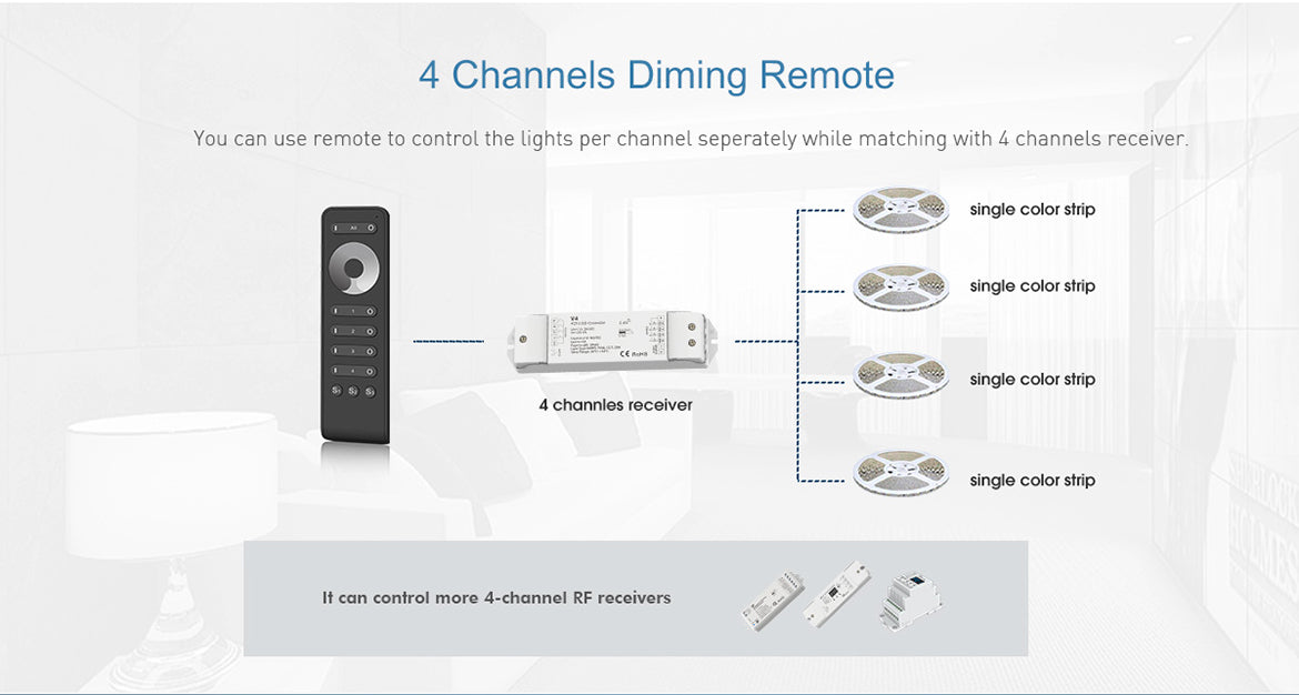 G.W.S. LED LED 100-240V AC RGB/RGBW Controller S3 + 8 Zone Remote Control RS8
