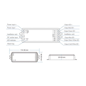 G.W.S. LED LED 12-24V DC RGB+CCT Controller 5CH*3A 2.4GHz RF V5-M