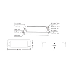 G.W.S. LED LED 12-24V DC RGB/RGBW Controller V3 + 4 Zone Panel Remote Control 2*AAA Battery T24