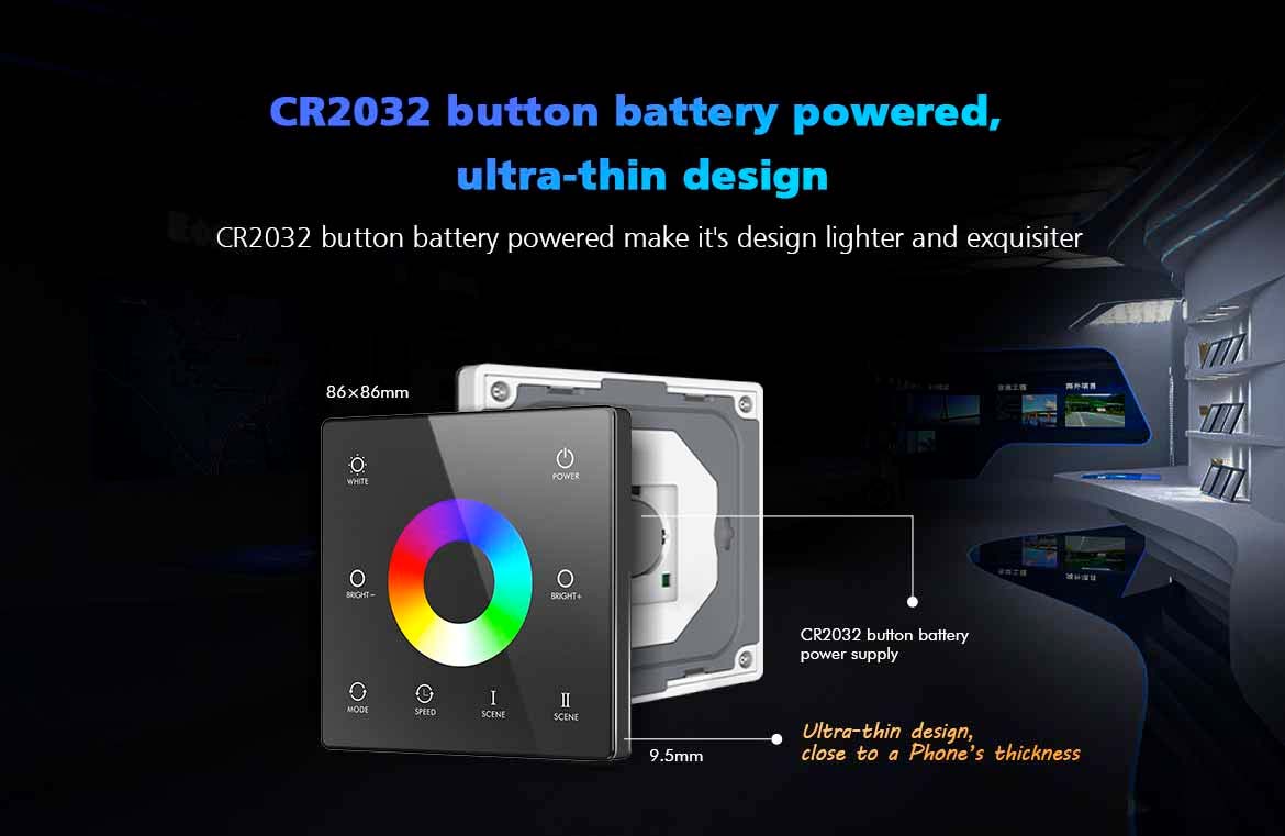 G.W.S. LED LED 12-24V DC RGB/RGBW Controller VP + 1 Zone Panel Remote Control 1*CR2032 Battery TW4