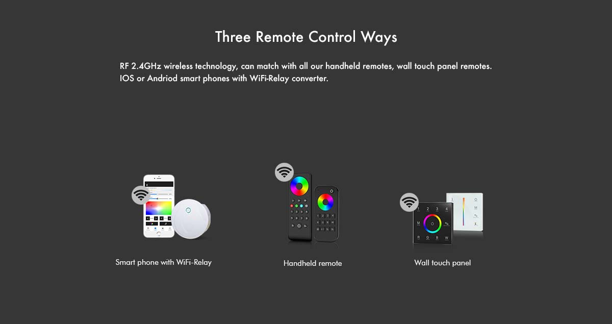 G.W.S. LED LED 12-24V DC RGB/RGBW Controller VP + 1 Zone Panel Remote Control 1*CR2032 Battery TW4