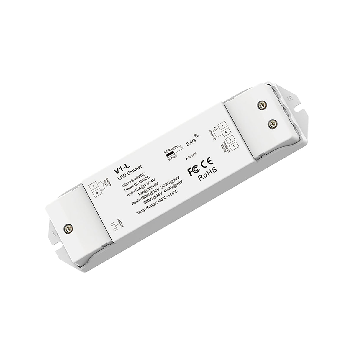 G.W.S. LED LED 12-48V DC Dimming Controller V1-L + 1 Zone Panel Remote Control 1*CR2032 Battery TW1