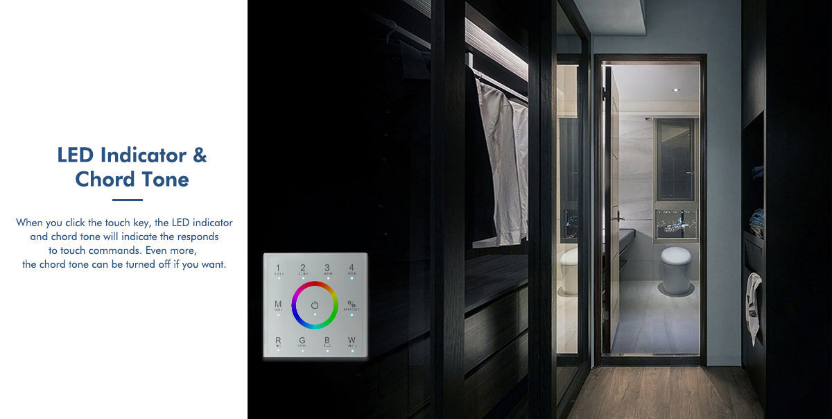 G.W.S. LED LED 12-48V DC Dimming Controller V1-L + 4 Zone Panel Remote Control 100-240V AC Input T11-1