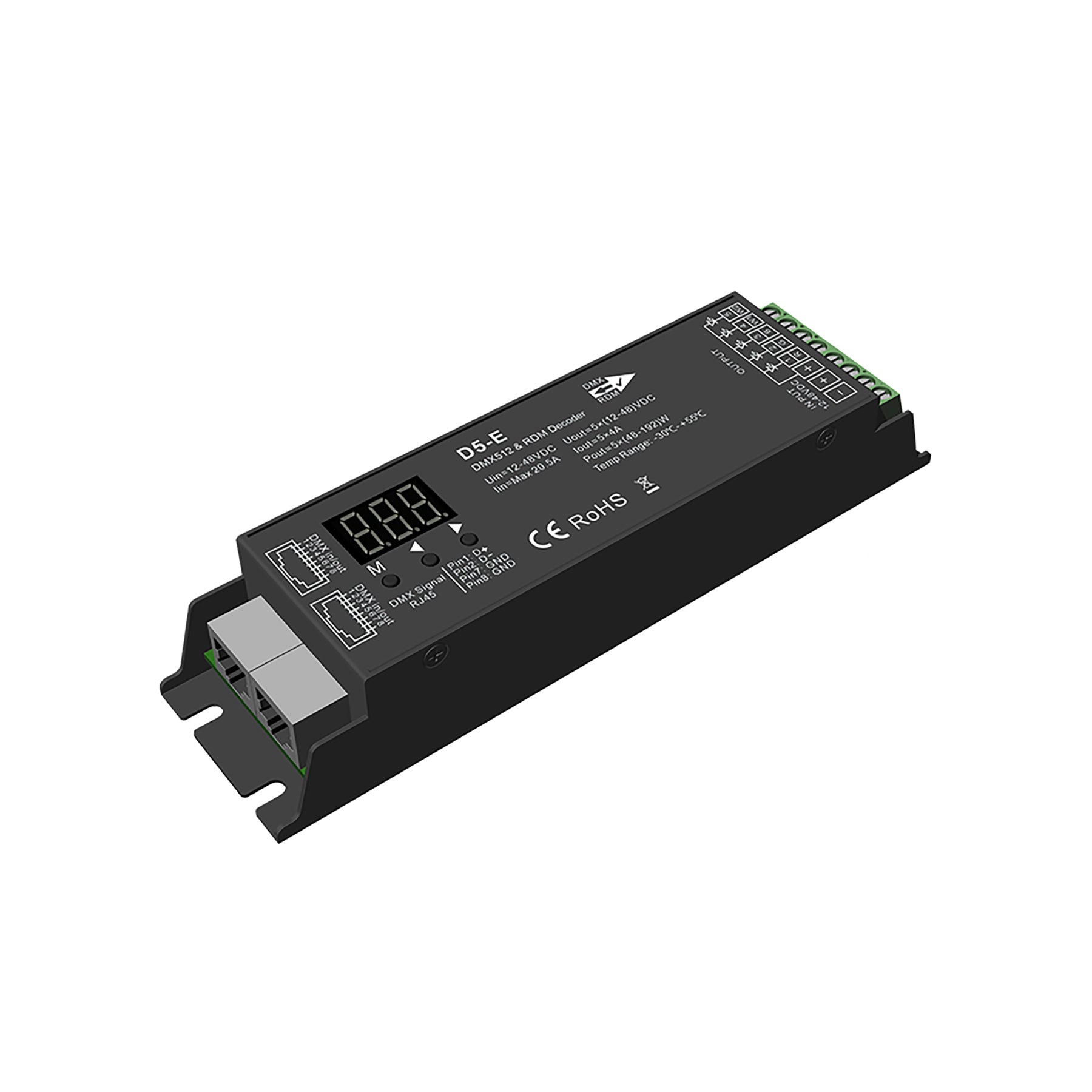 LED 12-48V DC DMX512 & RDM Decoder 5CH*4A D5-E