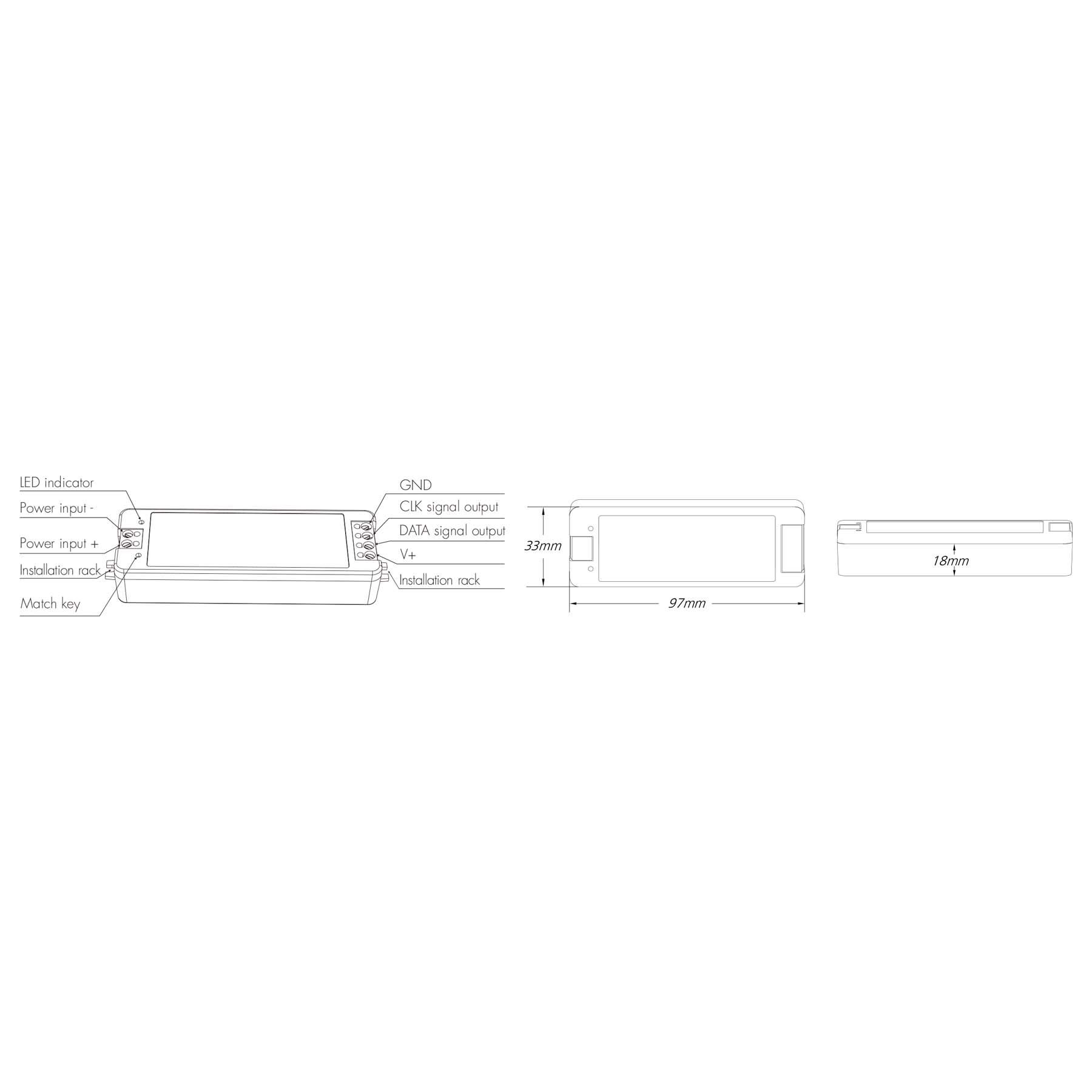 G.W.S. LED LED 5-24V DC SPI Pixel Controller SC + 1 Zone Remote Control R9