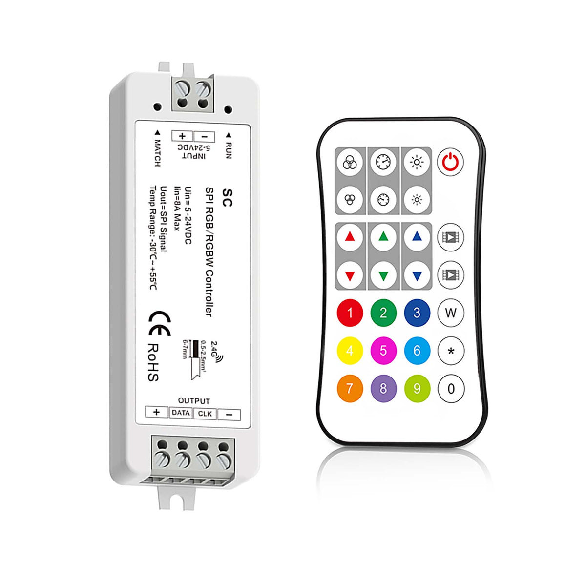 G.W.S. LED LED 5-24V DC SPI Pixel Controller SC + 1 Zone Remote Control R9