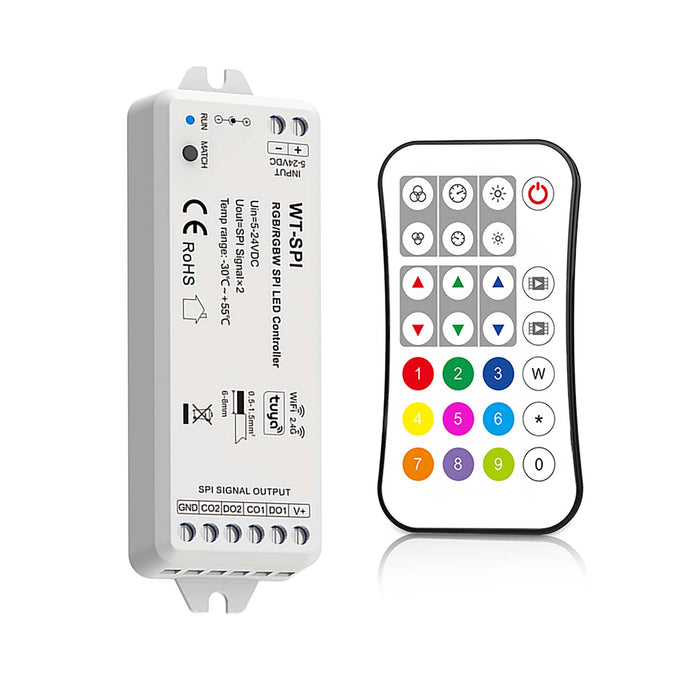 LED 5-24V DC SPI Pixel Wifi Controller WT-SPI + 1 Zone Remote Control