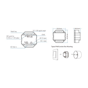G.W.S. LED LED AC100-240V 0/1-10V Wifi Push Dimmer Tuya APP 2.4GHz RF L1(WT)
