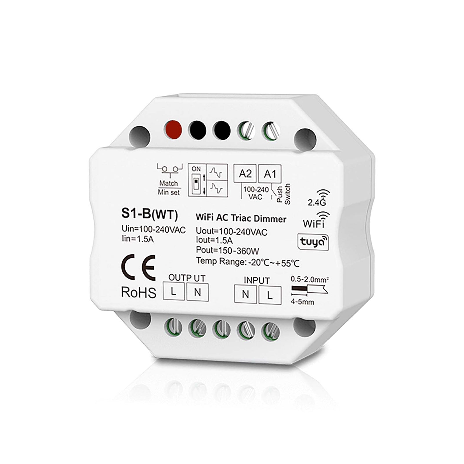 240v Led Module LED AC100-240V Triac Wifi Dimmer Tuya APP 2.4GHz RF S1-B(WT)
