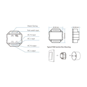 G.W.S. LED LED AC100-240V Triac Wifi Smart Switch Tuya APP 2.4GHz RF SS-B(WT)
