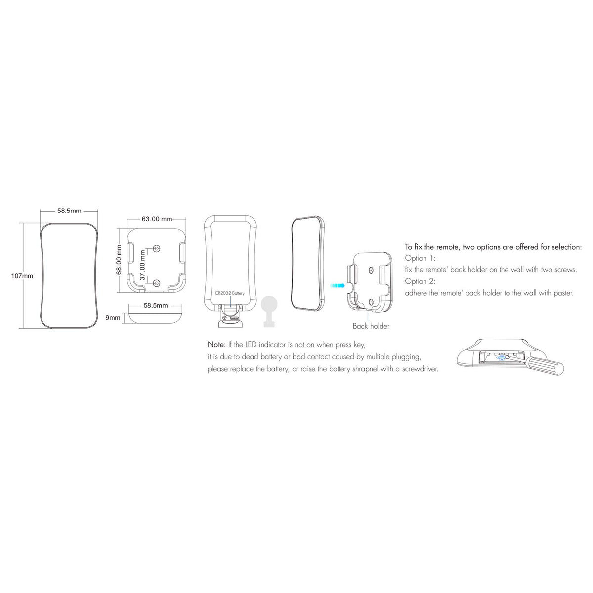 1 Zone SPI Pixel Remote Control 2.4GHz RF R9