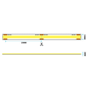 G.W.S. LED LED Strip Lights 10mm Wide 12V 5M Seamless COB LED Strip Light 384 LEDs/M