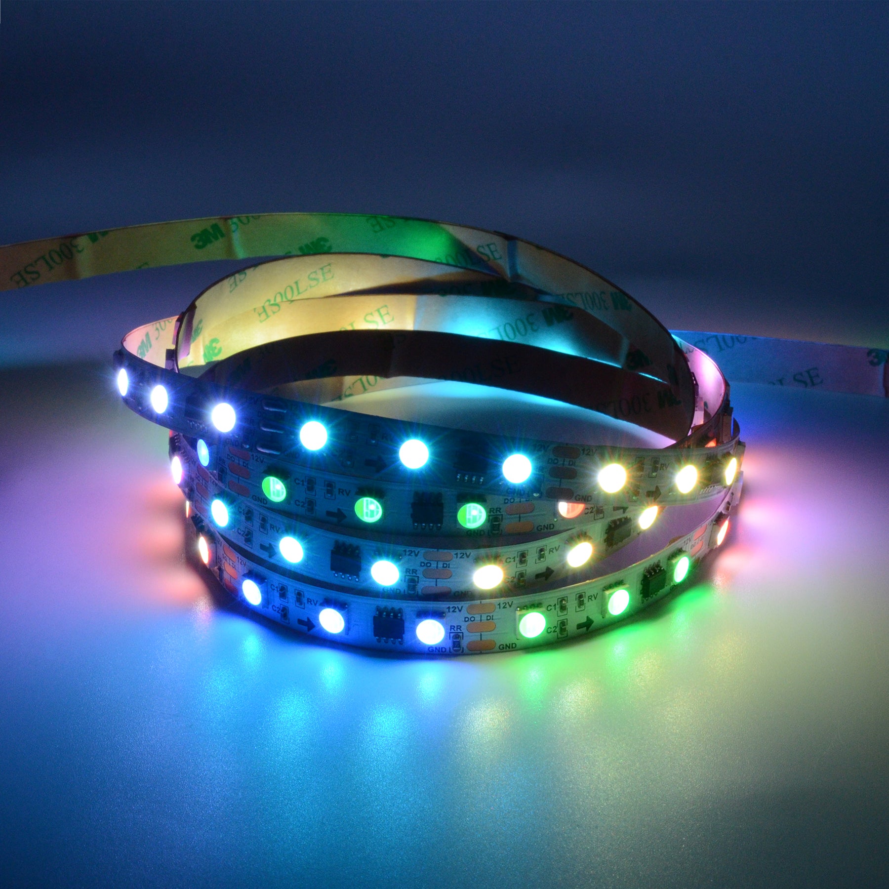 G.W.S. LED LED Strip Lights 5M / SPI RGBWW LED 5050 Strip Light, 5M Reel, IP20, 12V, 60 LEDs/M, 20 Pixels/M, SPI Digital Pixel RGB+Warm White