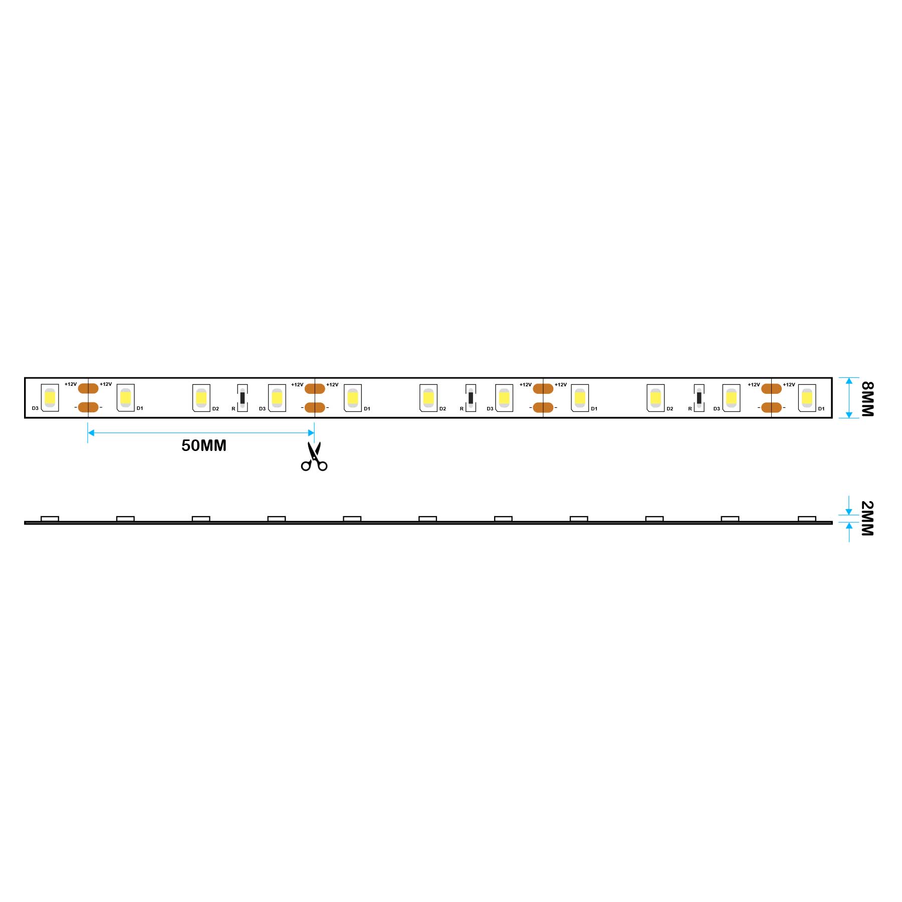 G.W.S. LED LED Strip Lights LED 2835 Strip Light, 5M Reel, IP20, 12V, 60 LEDs/M