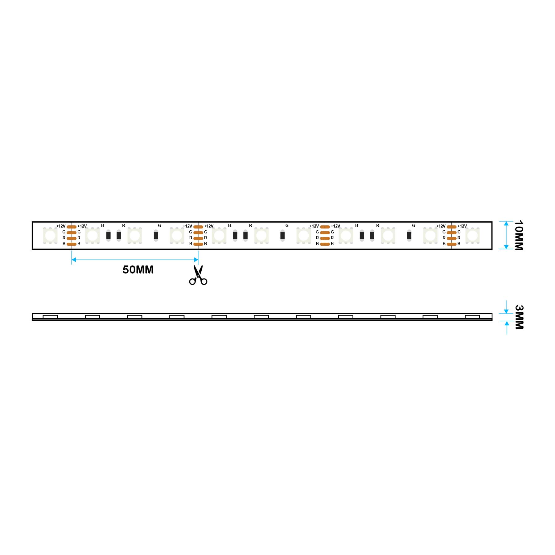G.W.S. LED LED Strip Lights LED 5050 Strip Light, 5M Reel, IP44, 12V, 60 LEDs/M, RGB
