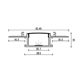 G.W.S. LED Plaster-In Trimless Recessed LED Aluminium Profile 122-C6214