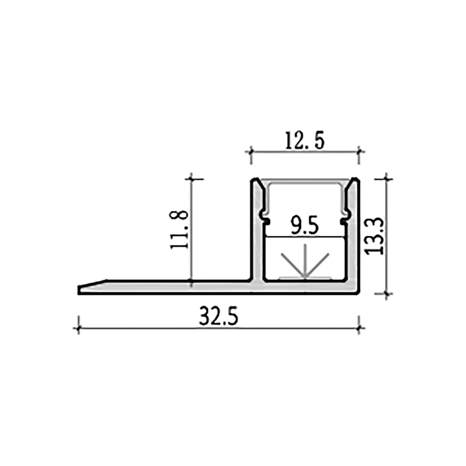 G.W.S. LED Plaster-In Trimless Recessed LED Aluminium Profile 32.5x13.3mm (124)