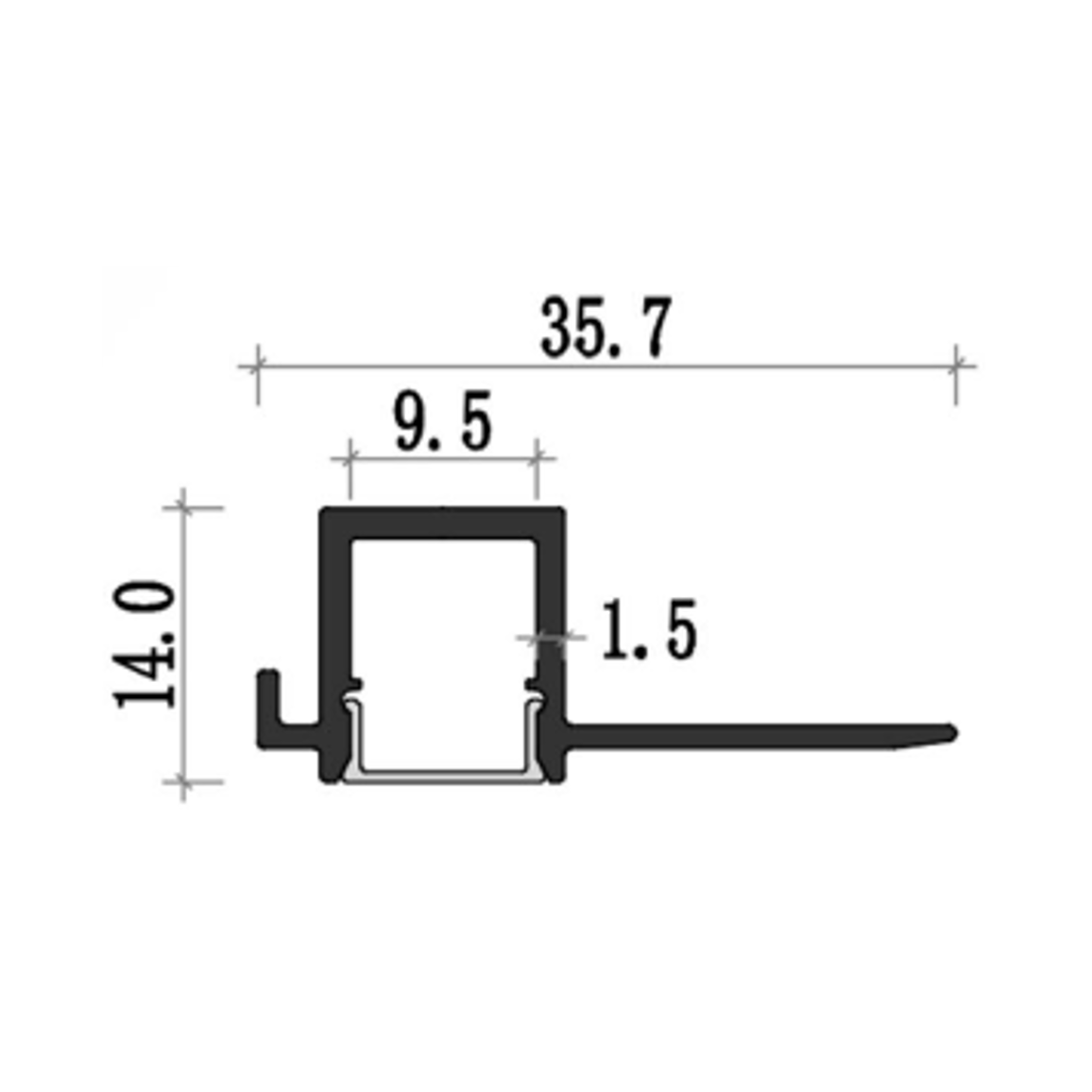 G.W.S. LED Plaster-In Trimless Recessed LED Aluminium Profile 35.7x14mm (319)