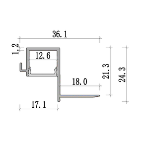 G.W.S. LED Plaster-In Trimless Recessed LED Aluminium Profile 36.1x21.3mm (2002)