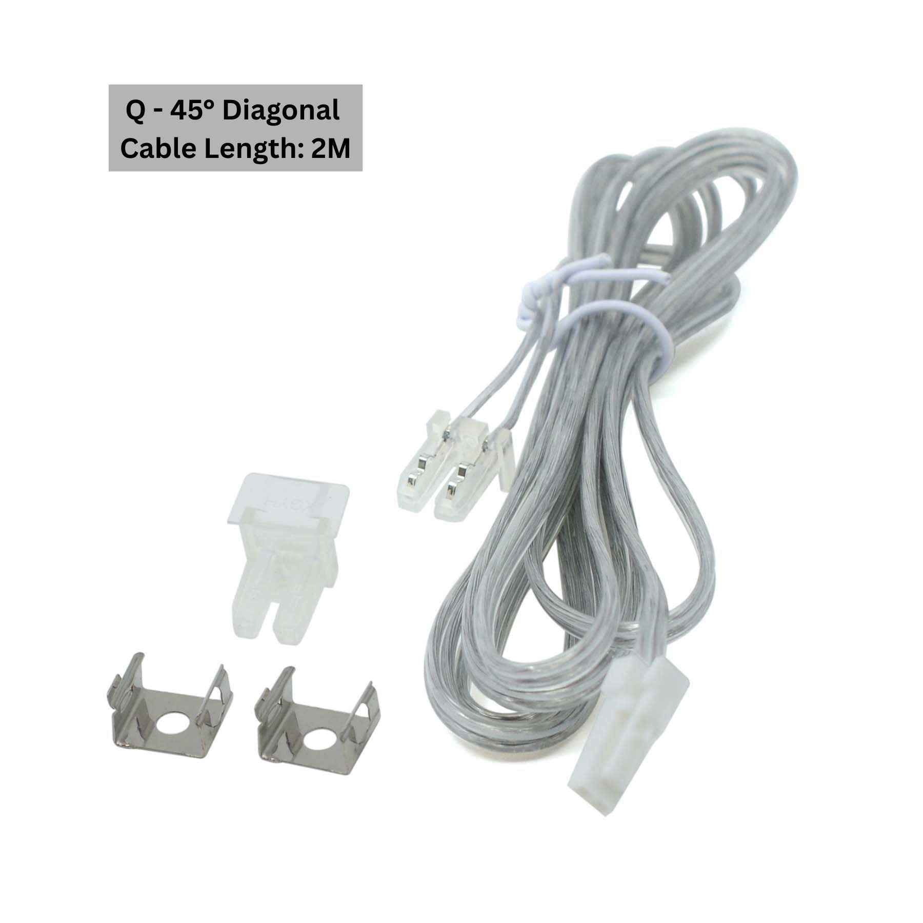 G.W.S. LED Q - 45° Diagonal Plug Set For LED Aluminium Profile Light 2M