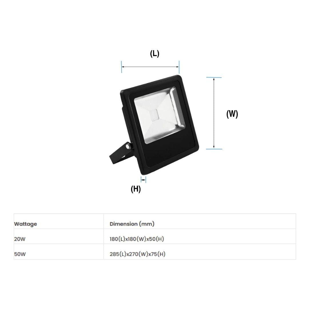 G.W.S. LED Slim LED Floodlights 20W / RGB Slimline Black Casing LED Colour Changing RGB Flood Light