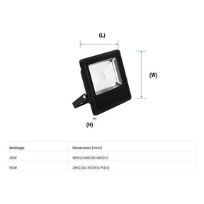 G.W.S. LED Slim LED Floodlights 20W / RGB Slimline Black Casing LED Colour Changing RGB Flood Light