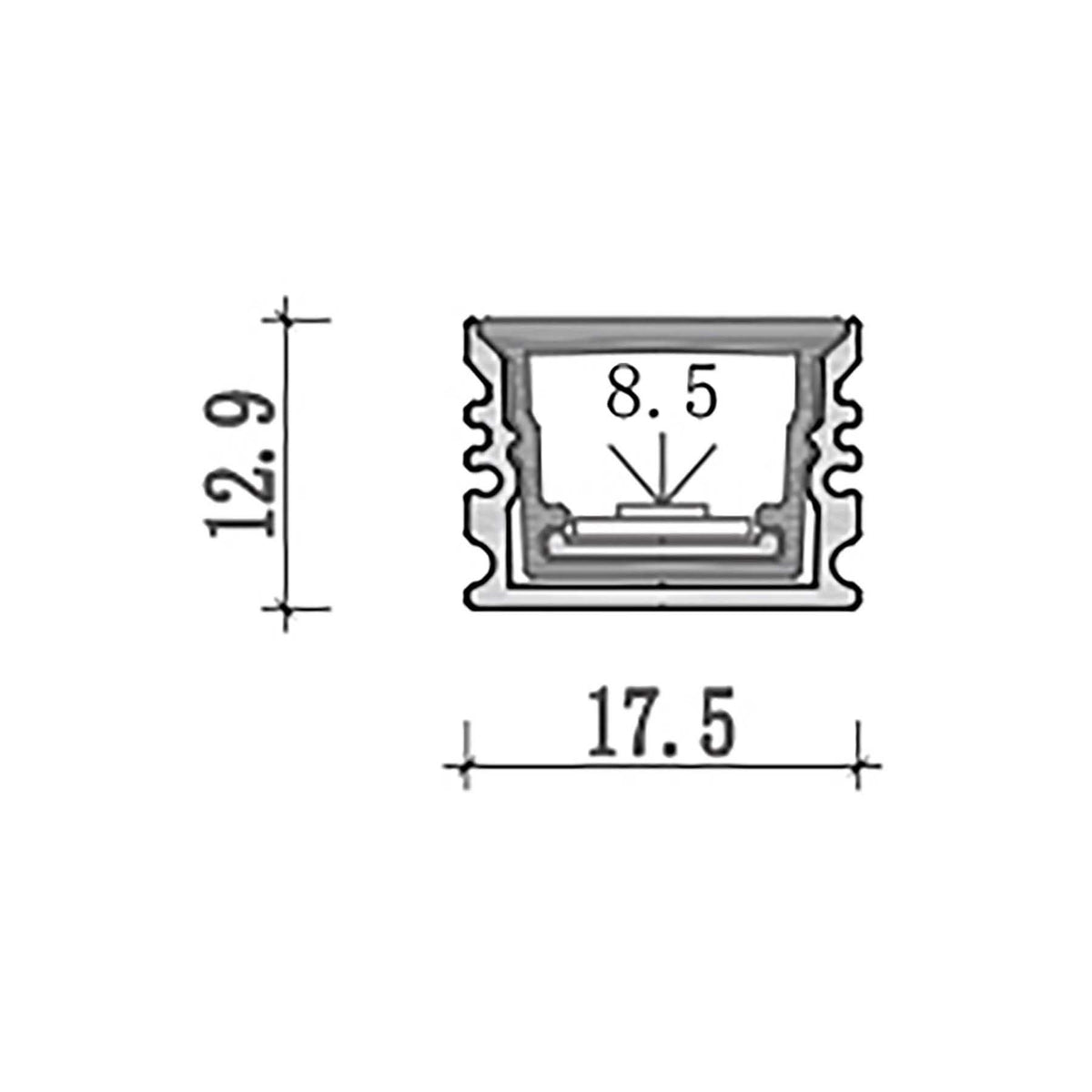 G.W.S. LED Stair & Floor LED Aluminium Profile 17.5x12.9mm (296-D1713)