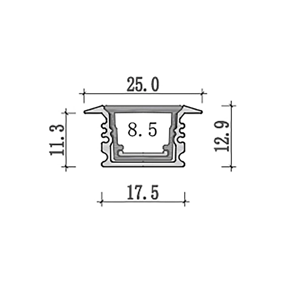 G.W.S. LED Stair & Floor LED Aluminium Profile 25x12.9mm (295-D2513)