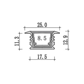 G.W.S. LED Stair & Floor LED Aluminium Profile 25x12.9mm (295-D2513)