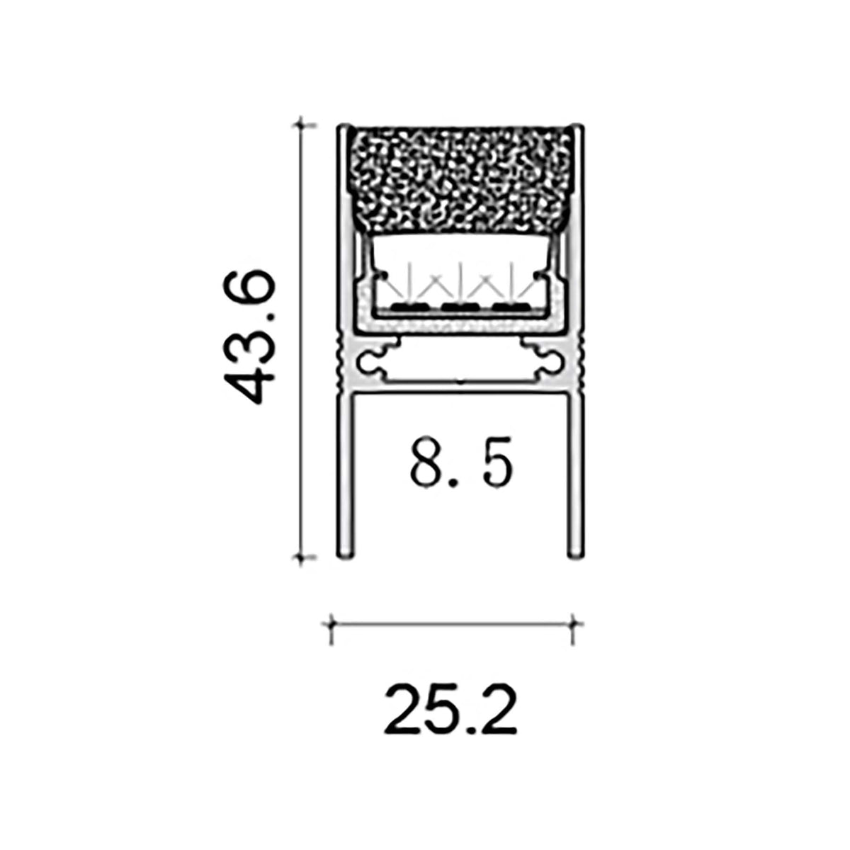 G.W.S. LED Stair Inground LED Aluminium Profile 25.2x43.6mm (246-D2544)