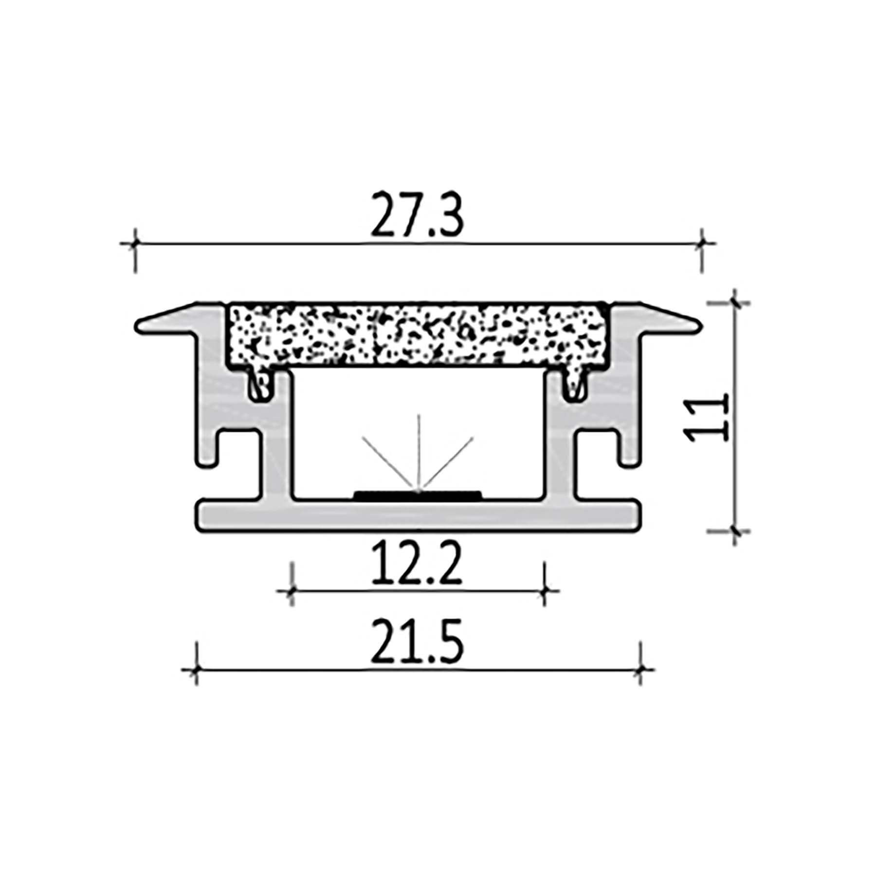 G.W.S. LED Stair & Inground LED Aluminium Profile 27.3x11mm (077-D2711)