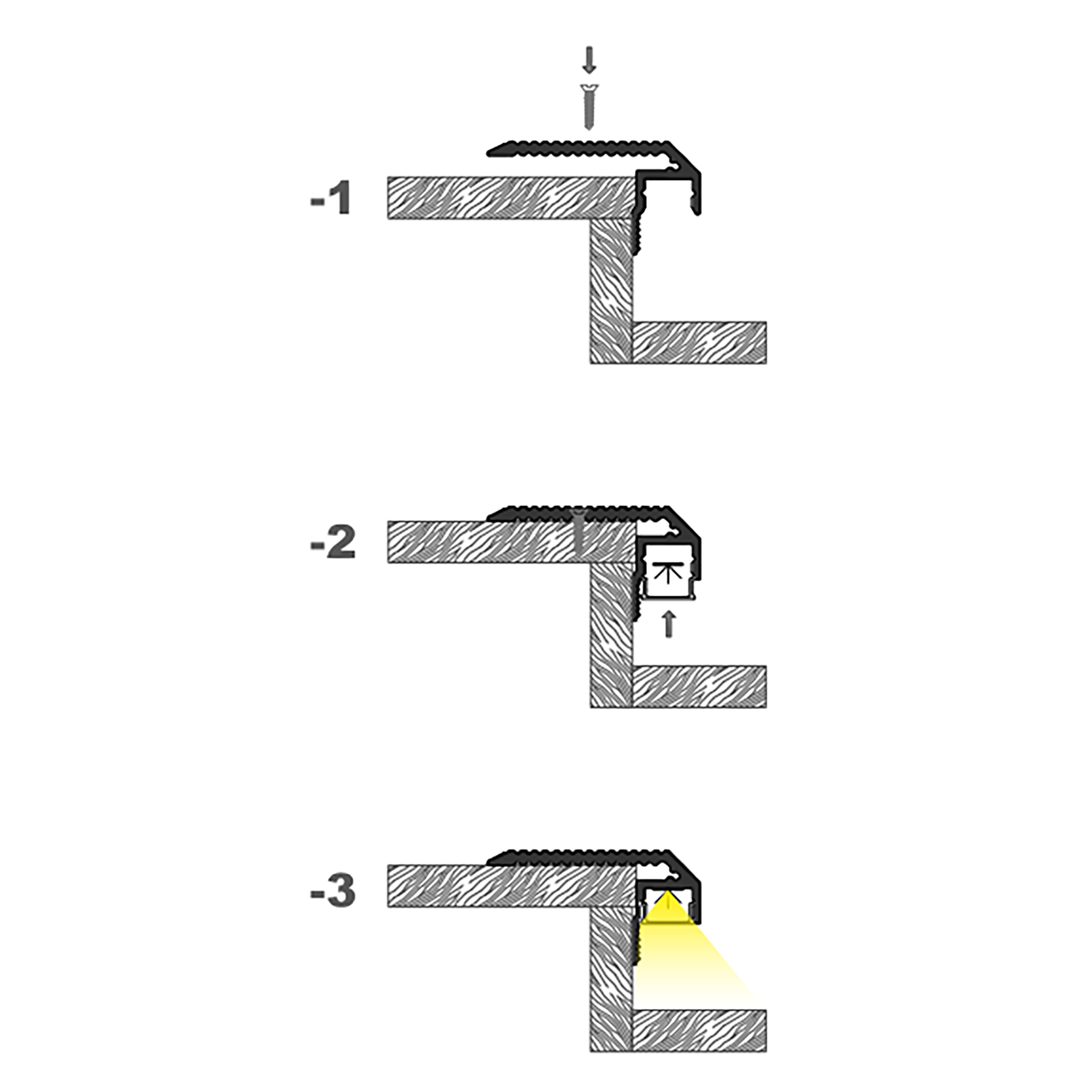 G.W.S. LED Stair Nosing LED Aluminium Profile 41.8x22.4mm (2007)