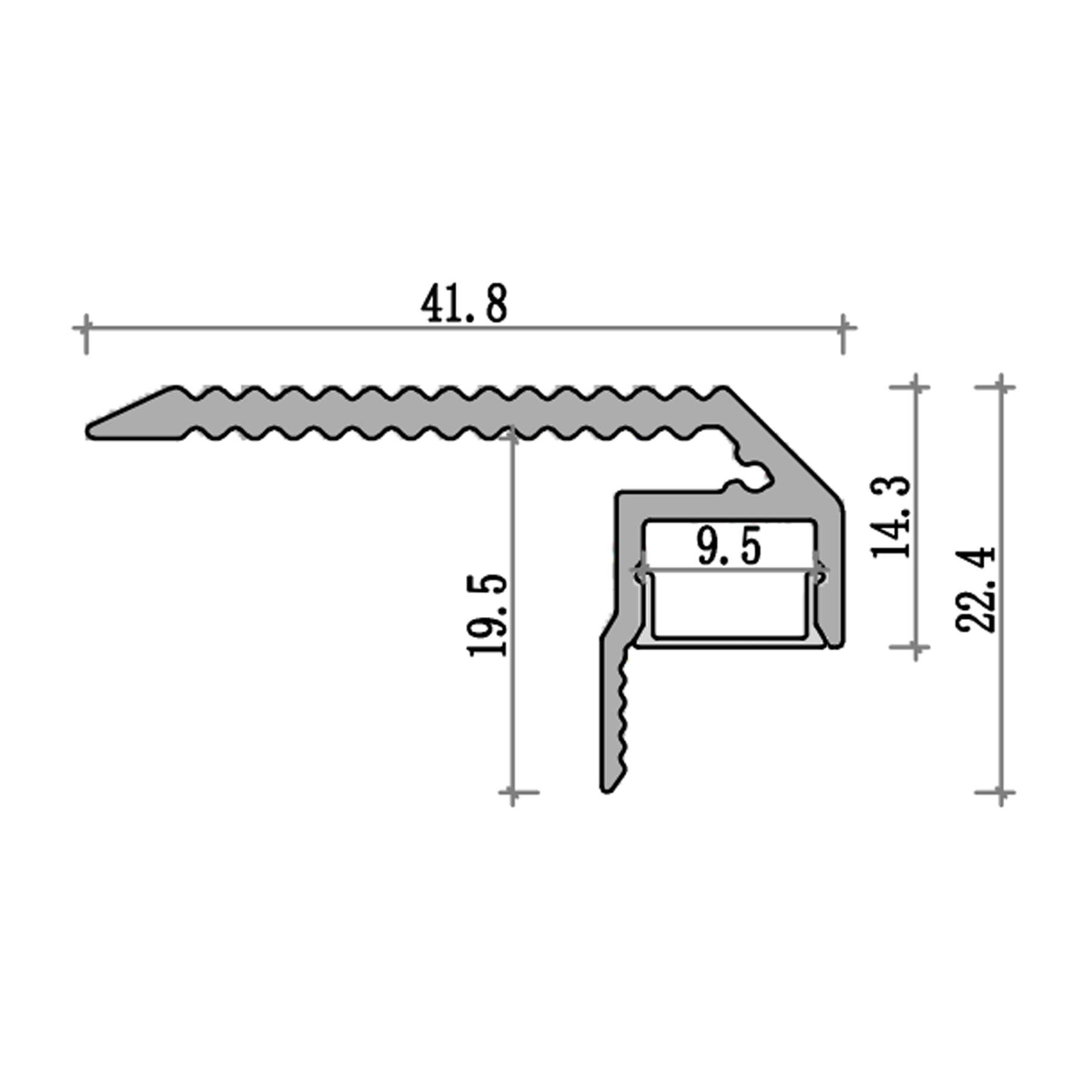 G.W.S. LED Stair Nosing LED Aluminium Profile 41.8x22.4mm (2007)