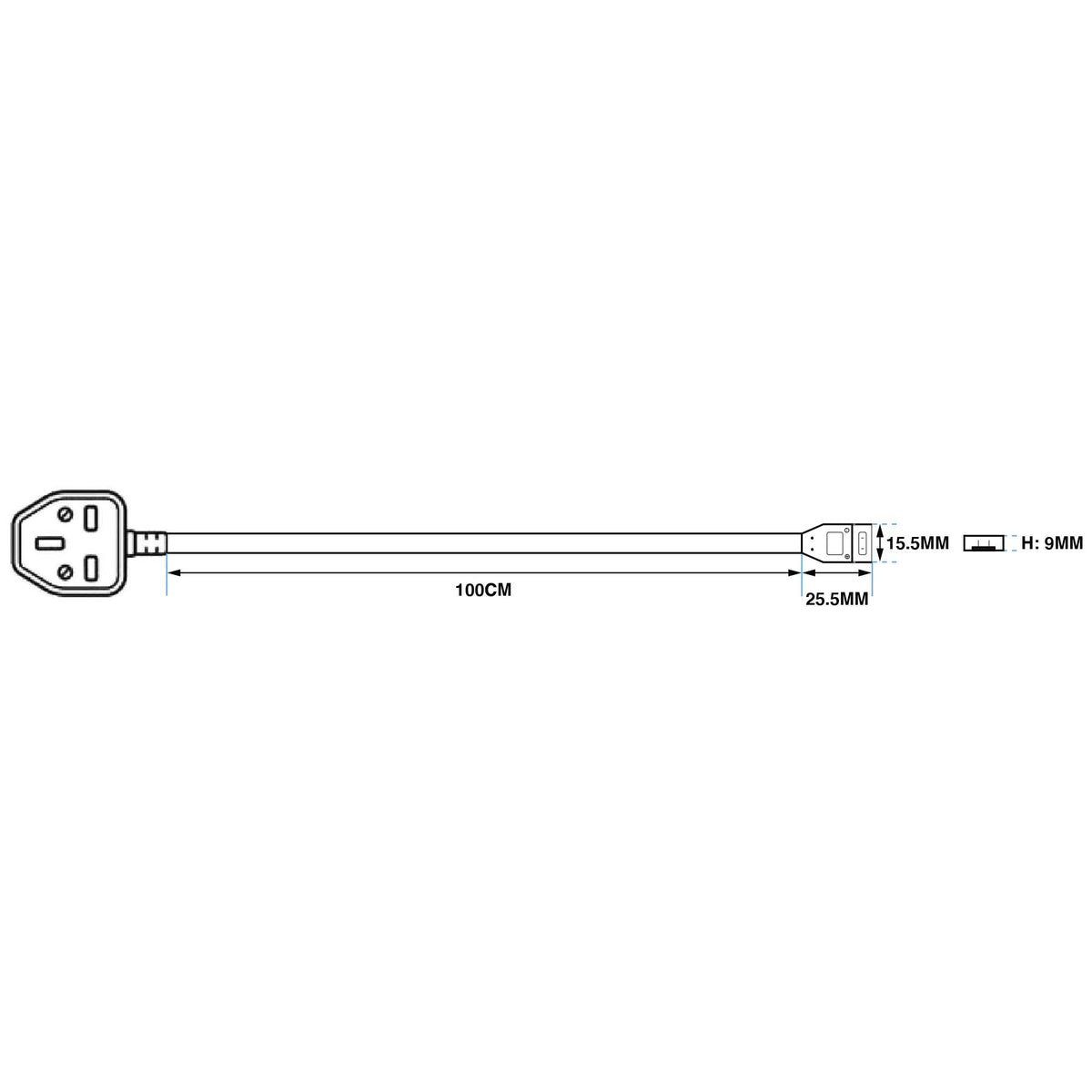 G.W.S. LED Strip Connectors Standard UK Plug Set For LED COB AC Strip Light