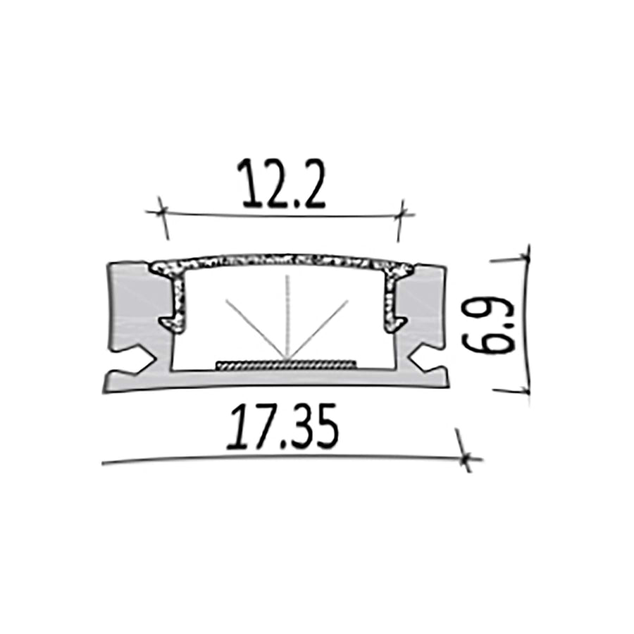 Ultra Thin Surface Mounted LED Aluminium Profile 17.35x6.9mm (013-M170