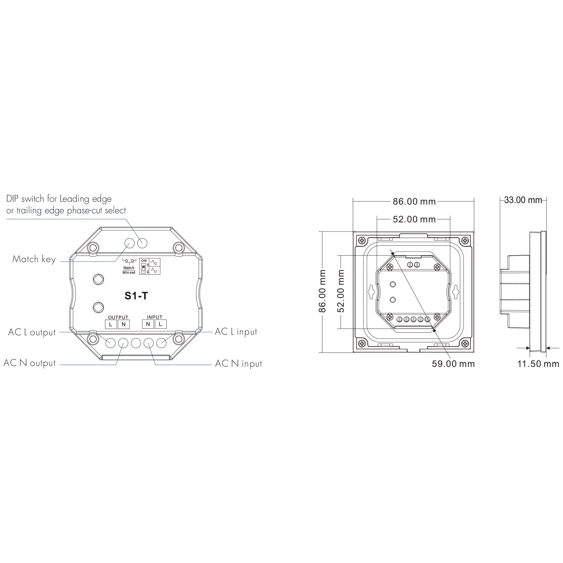 G.W.S. LED Touch Panel Triac Dimmer S1-T