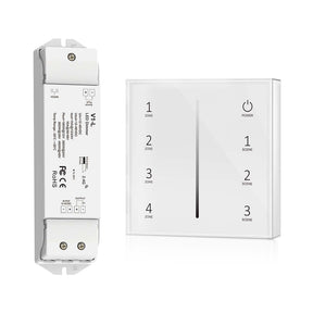 G.W.S. LED White LED 12-48V DC Dimming Controller V1-L + 4 Zone Panel Remote Control 2*AAA Battery T21