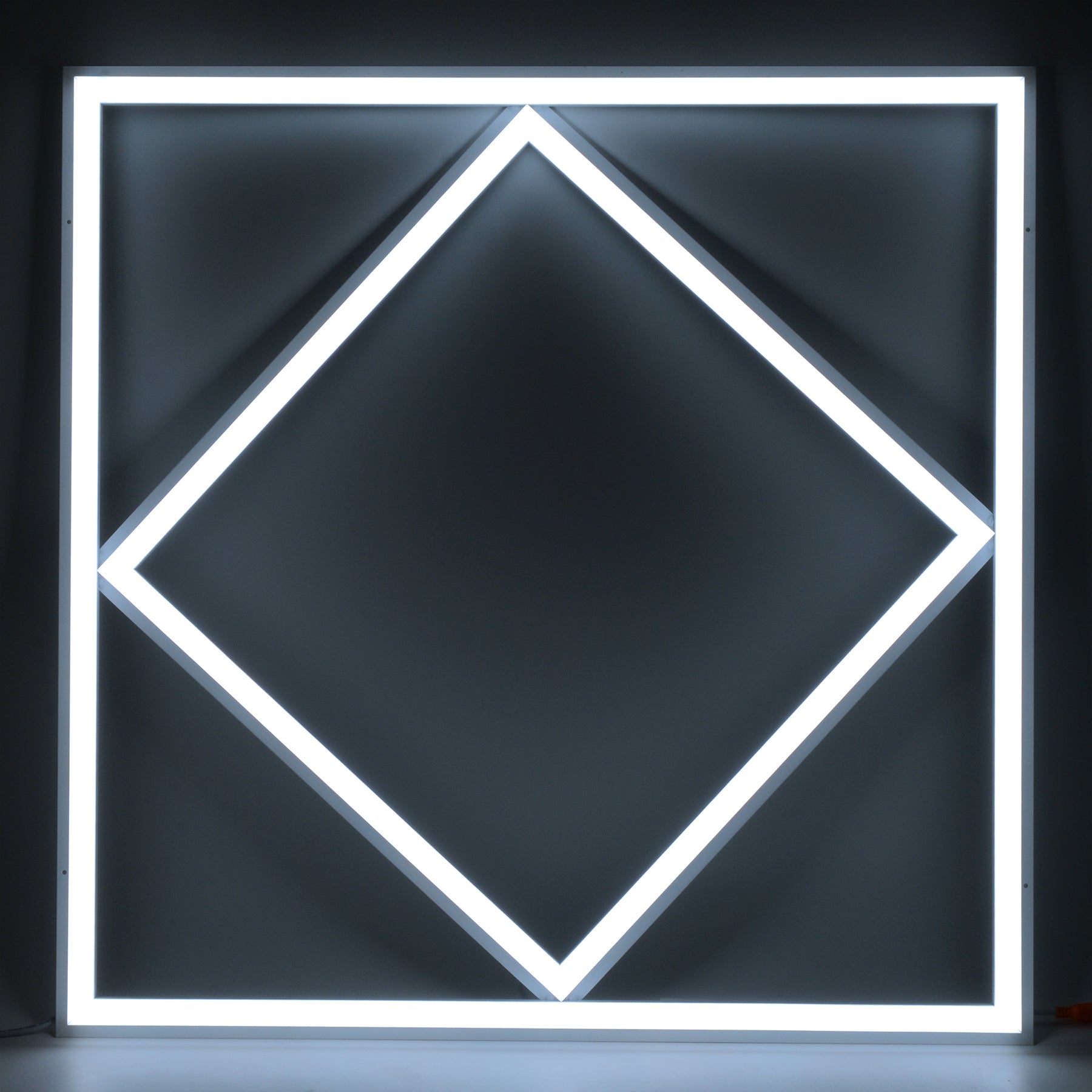 G.W.S LED Wholesale 595x595mm LED Panel Lights Cool White (6000K) / No LED Diamond Lattice Panel Frame Border Edge Light 591x591mm 60W