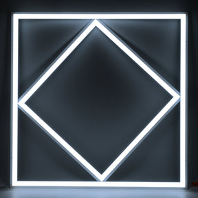 G.W.S LED Wholesale 595x595mm LED Panel Lights Cool White (6000K) / No LED Diamond Lattice Panel Frame Border Edge Light 591x591mm 60W
