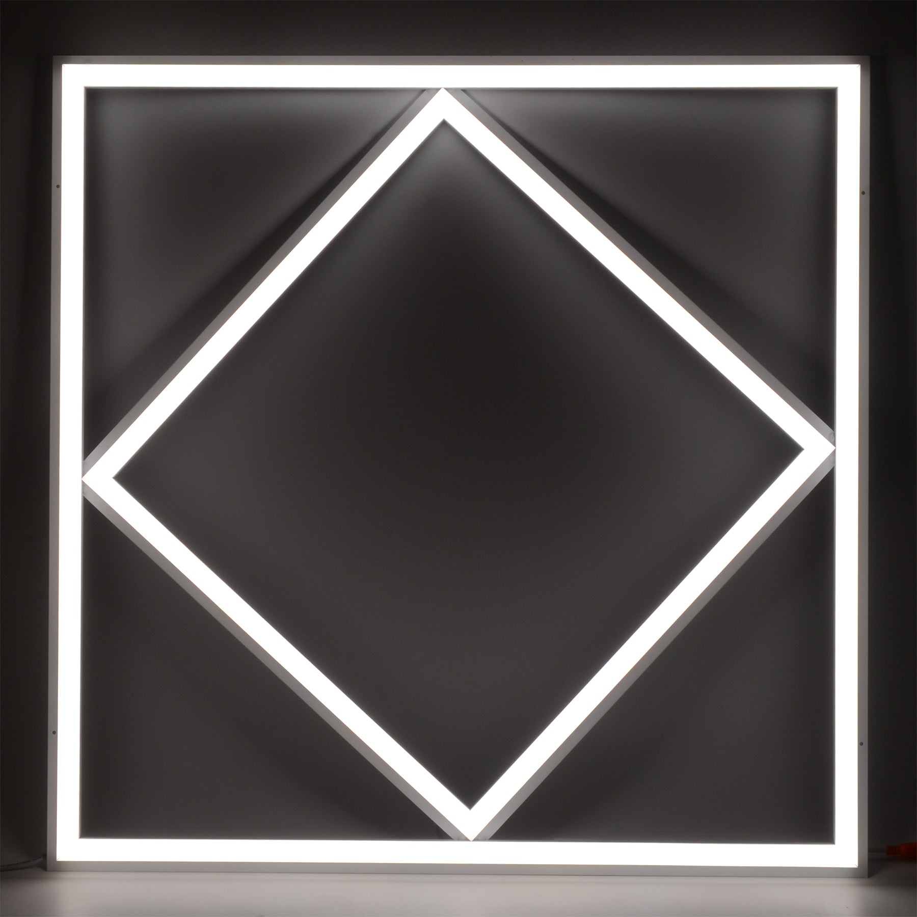 G.W.S LED Wholesale 595x595mm LED Panel Lights Neutral White (4000K) / No LED Diamond Lattice Panel Frame Border Edge Light 591x591mm 60W