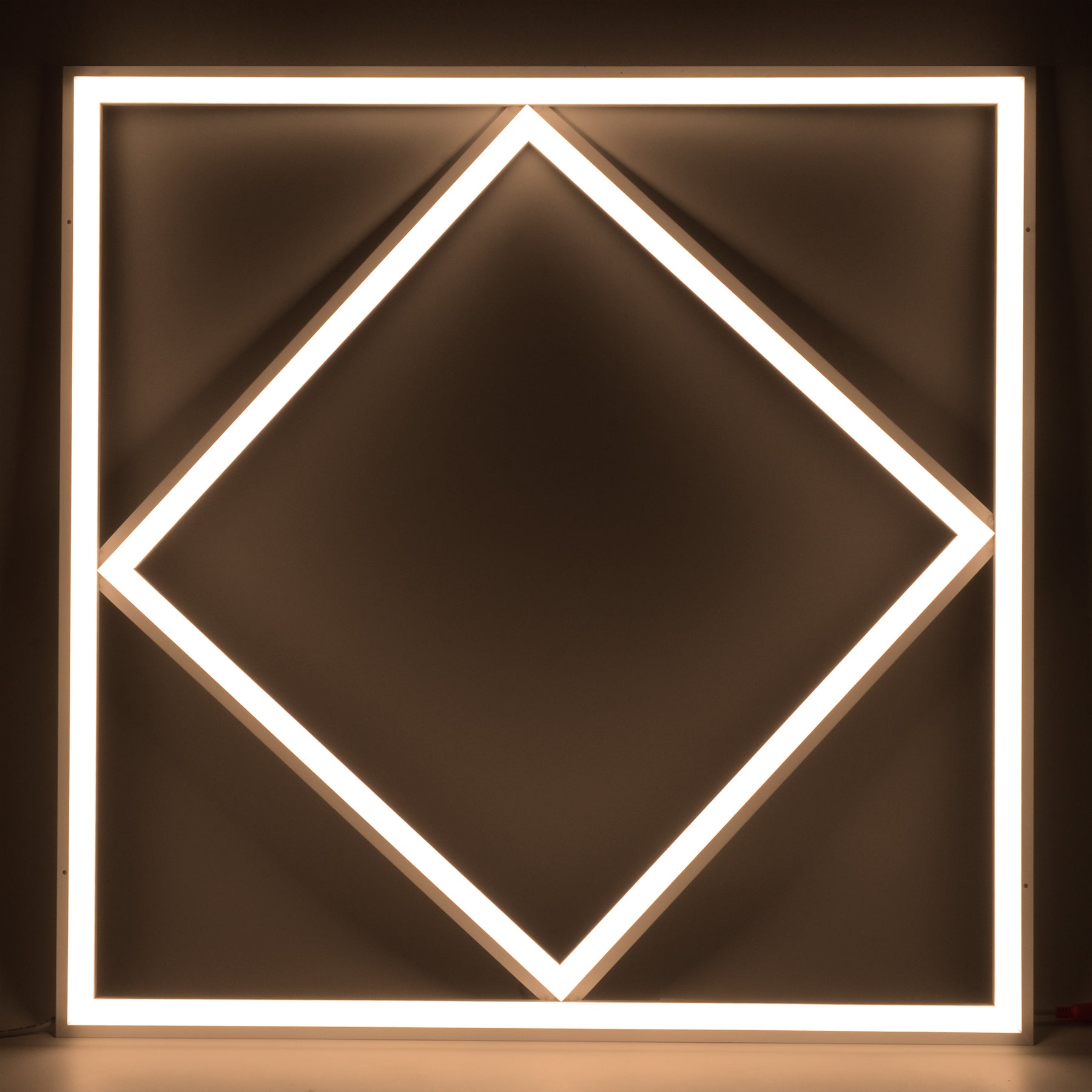 G.W.S LED Wholesale 595x595mm LED Panel Lights Warm White (3000K) / No LED Diamond Lattice Panel Frame Border Edge Light 591x591mm 60W