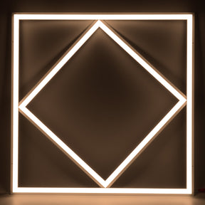 G.W.S LED Wholesale 595x595mm LED Panel Lights Warm White (3000K) / No LED Diamond Lattice Panel Frame Border Edge Light 591x591mm 60W