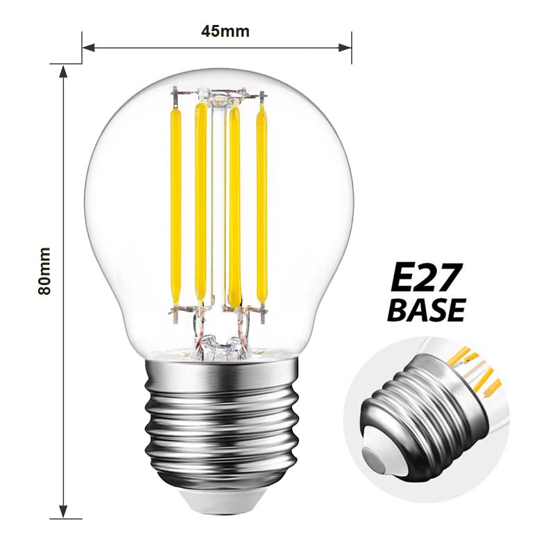 G.W.S LED Wholesale Filament LED Bulbs G45 Vintage Style Dimmable E27 6W LED Filament Globe Light Bulb