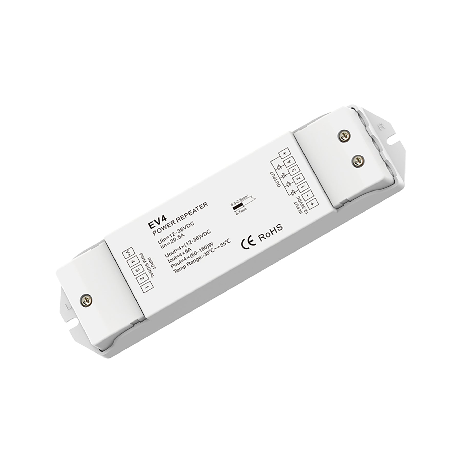 G.W.S LED Wholesale LED Amplifiers 4CH*5A 12-36V DC CV CCT/RGB/RGBW Power Repeater EV4