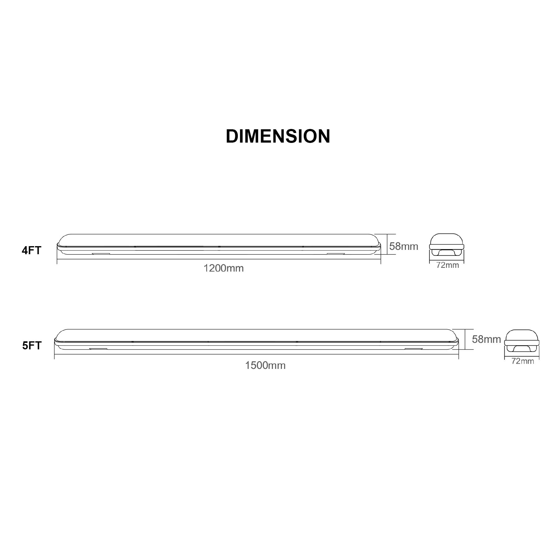 G.W.S. LED Wholesale LED Batten Lights LED Tri-Proof Non-Corrosive Batten Light 3CCT