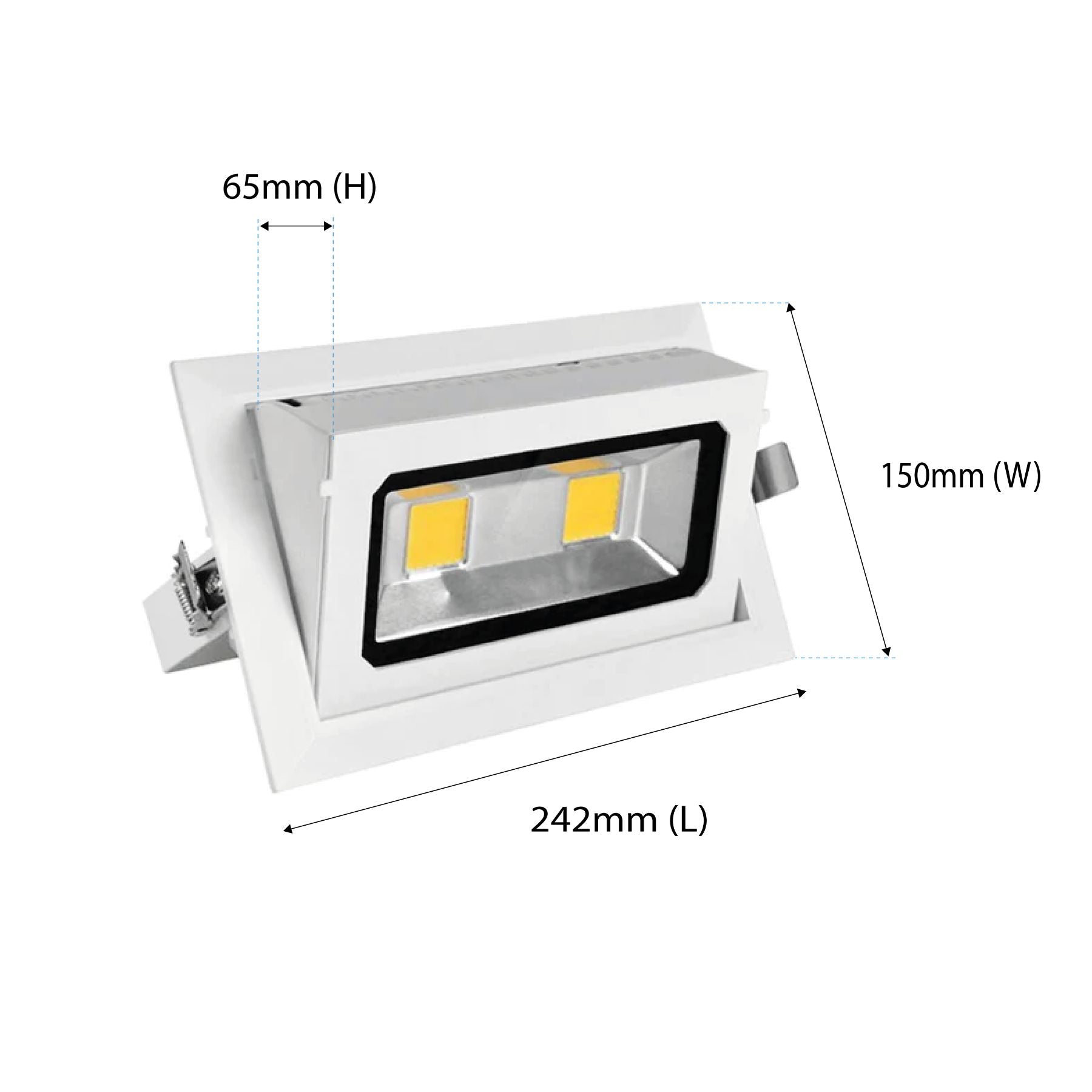 G.W.S LED Wholesale LED Downlights 40W Rectangular Adjustable Commercial LED Gimbal Scoop Downlight