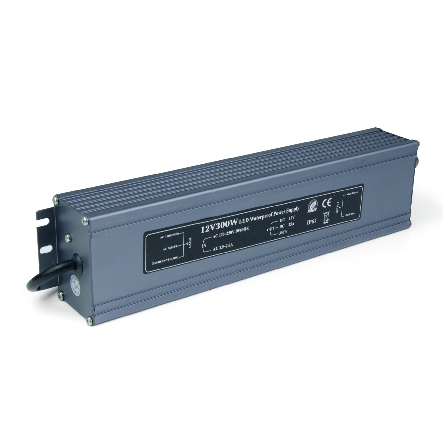 300W 12V IP67 Waterproof LED Power Supply - 25A Low Voltage Transformer For Indoor/Outdoor Lighting